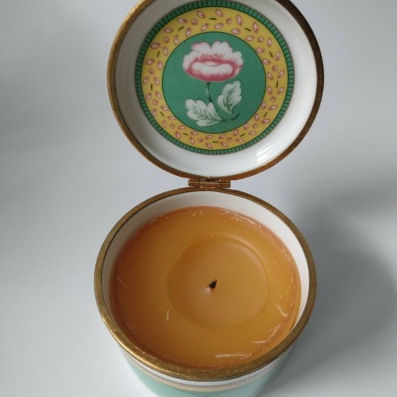 Vtg Limoges France A Raynaud & Co Porcelain Lrg Trinket Box Hinged Candle Cup - Picture 4 of 6